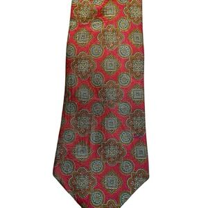 Vintage S.T. Dupont Paris Silk Tie Men Red Olive Green Made in France NWT